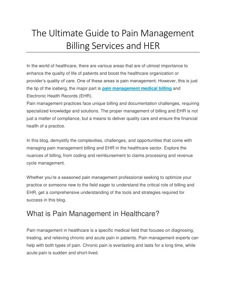 the ultimate guide to pain management billing