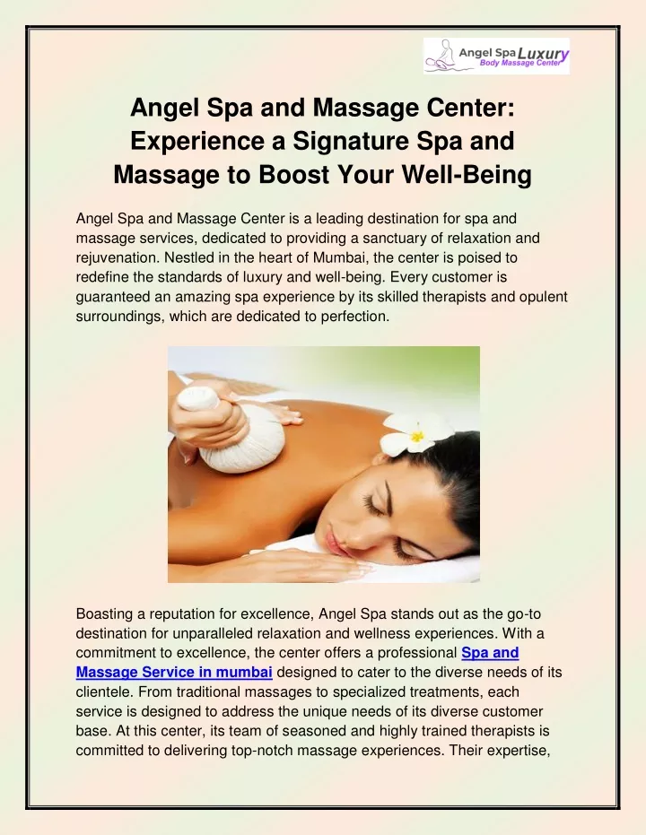 angel spa and massage center experience