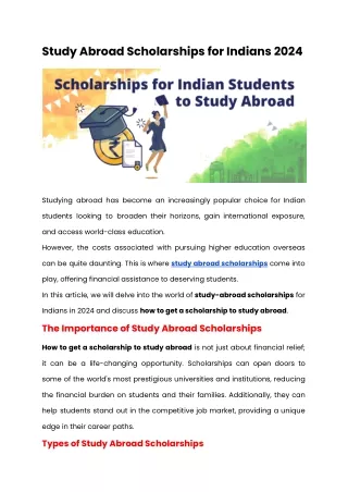 Study Abroad Scholarships for Indians 2024