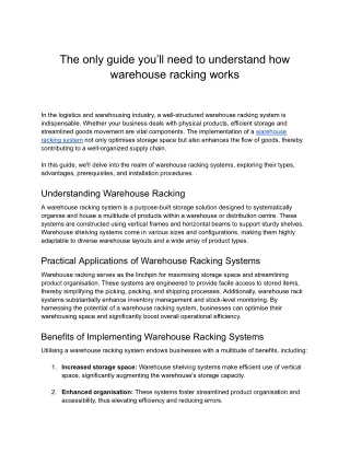 The only guide you’ll need to understand how warehouse racking works