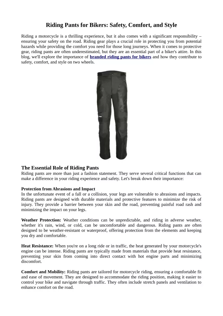 riding pants for bikers safety comfort and style
