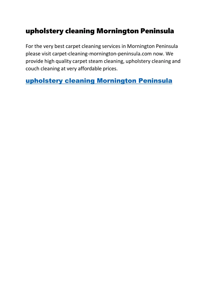 upholstery cleaning mornington peninsula