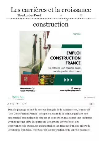 Les carrières et la croissance dans le secteur français de la construction