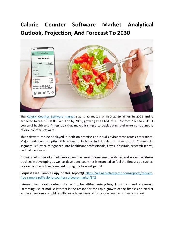 calorie counter software market analytical