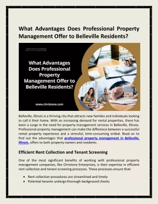 What Advantages Does Professional Property Management Offer to Belleville Residents