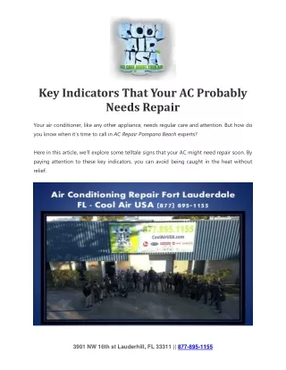 Key Indicators That Your AC Probably Needs Repair