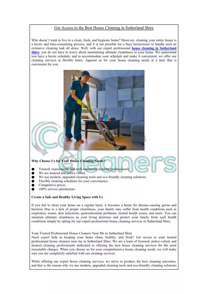 get access to the best house cleaning