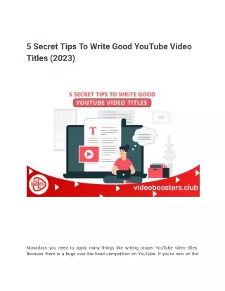 5 secret tips to write good youtube video titles
