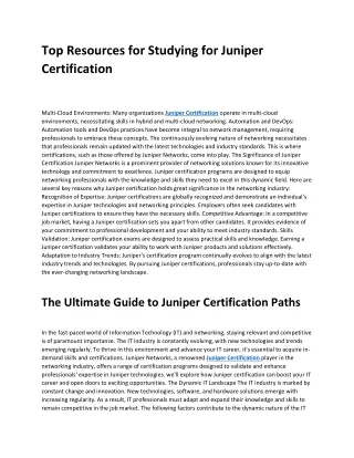 The Power of Juniper Certifications: Boost Your Career Trajectory