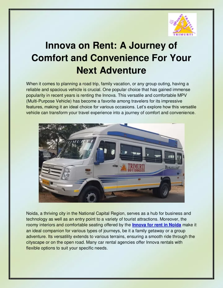 innova on rent a journey of comfort