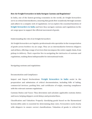 how air freight forwarders in india navigate