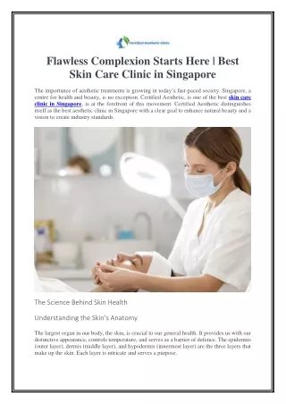 Flawless Complexion Starts Here | Best Skin Care Clinic in Singapore