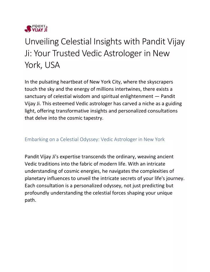 unveiling celestial insights with pandit vijay