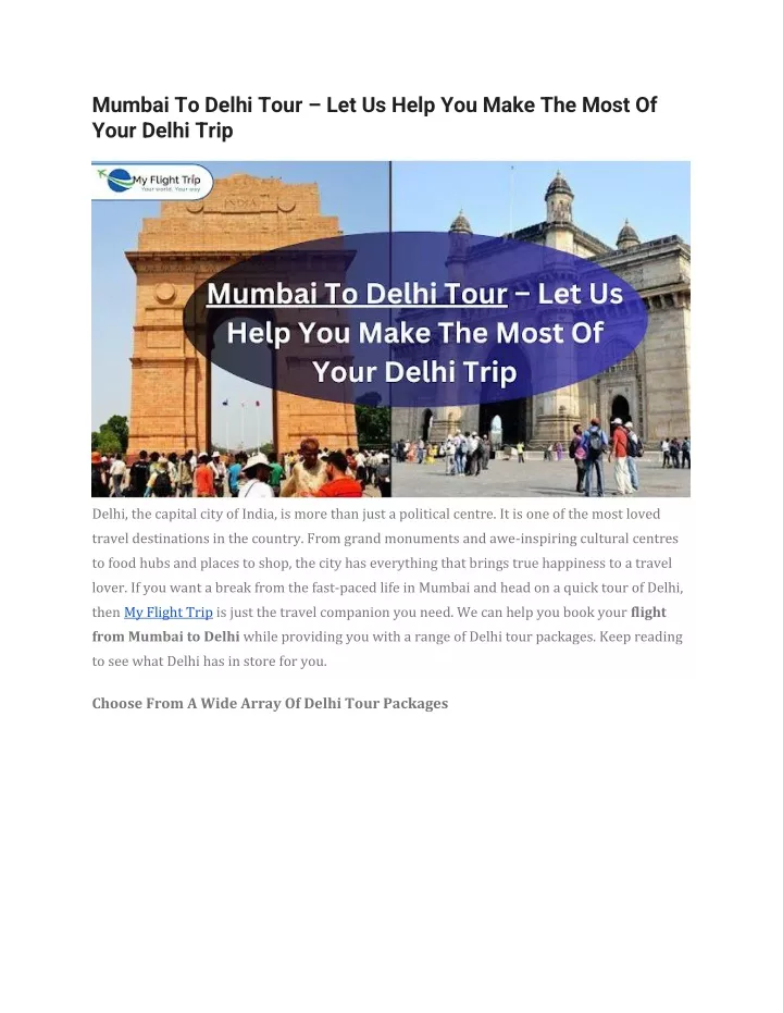 mumbai to delhi tour let us help you make