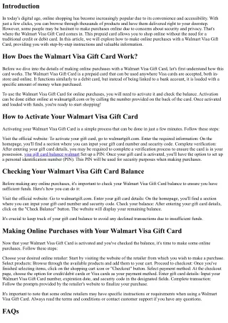 How to Make Online Purchases with a Walmart Visa Gift Card