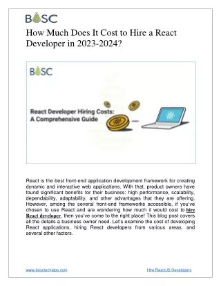 how much does it cost to hire a react developer