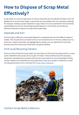 How to Dispose of Scrap Metal Effectively?