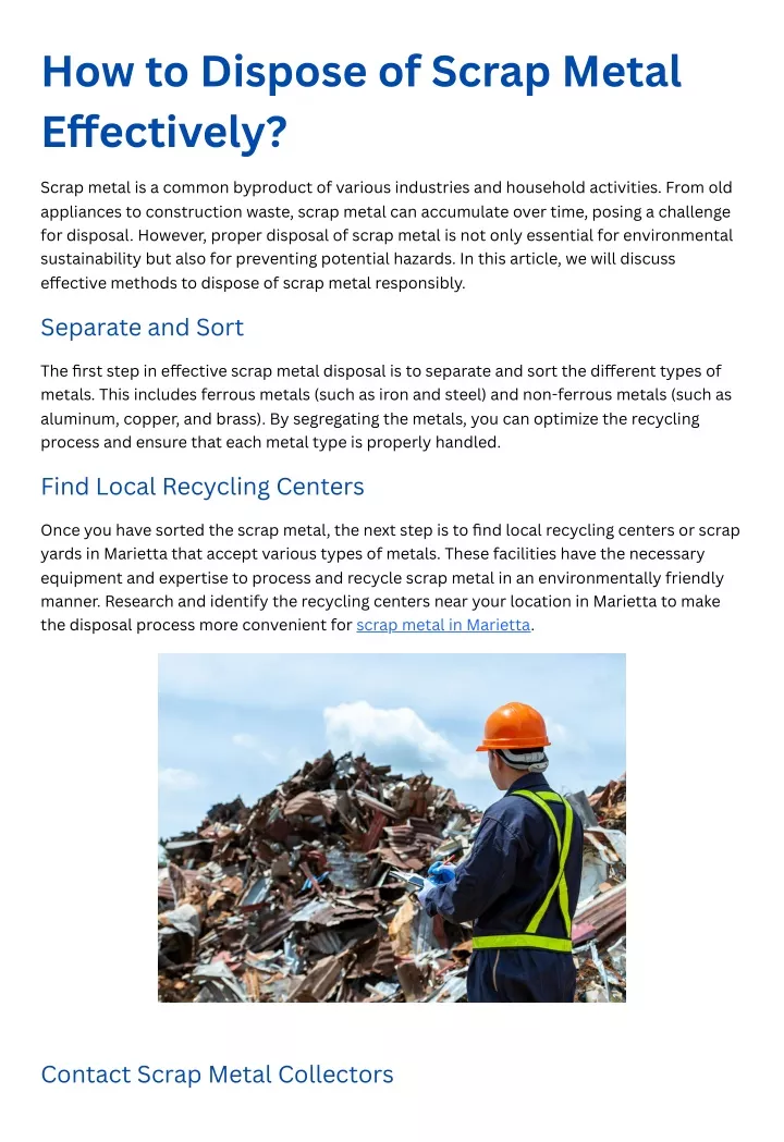 how to dispose of scrap metal e ectively