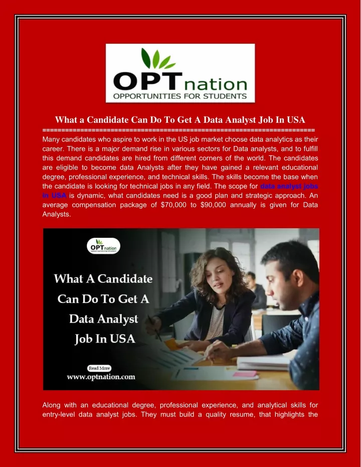 what a candidate can do to get a data analyst
