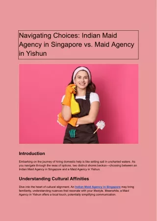 Indian Maid Agencies in Singapore vs. Maid Agencies in Yishun