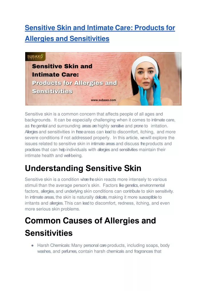 sensitive skin and intimate care products