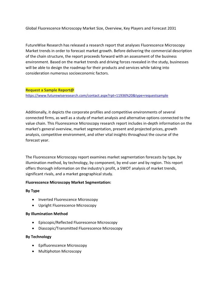 global fluorescence microscopy market size