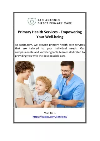 Primary Health Services - Empowering Your Well-being