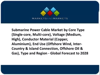 Submarine Power Cable Market Offered in New Research Forecast through 2028