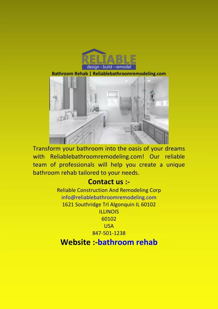 bathroom rehab reliablebathroomremodeling com