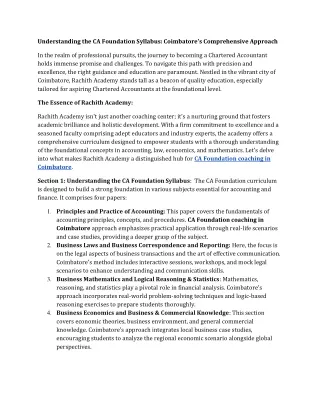 understanding the ca foundation syllabus