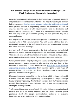 btech live ece major vlsi communication based