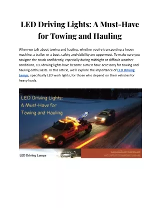 LED Driving Lights_ A Must-Have for Towing and Hauling