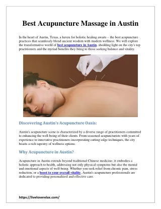 Best Acupuncture Massage in Austin