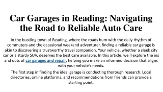 car garages in reading navigating the road to reliable auto care
