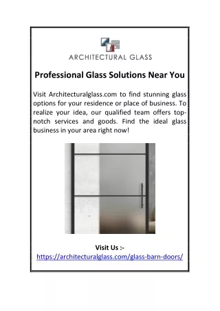 Professional Glass Solutions Near You