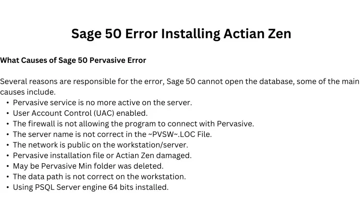 sage 50 error installing actian zen