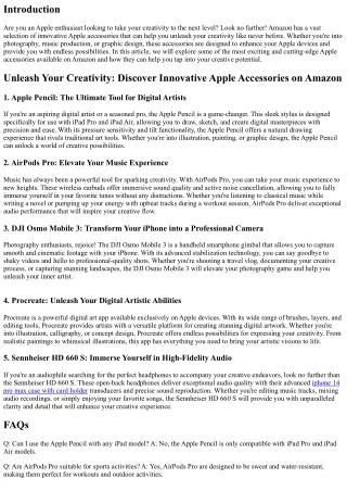 Unleash Your Creativity: Discover Innovative Apple Accessories on Amazon