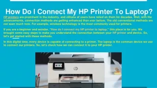 Connect My HP Printer To Laptop