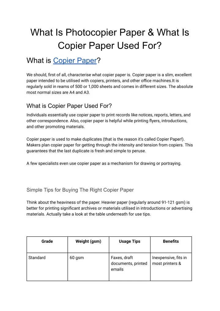 what is photocopier paper what is copier paper