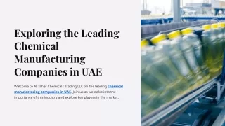 Exploring the Leading Chemical Manufacturing Companies in UAE