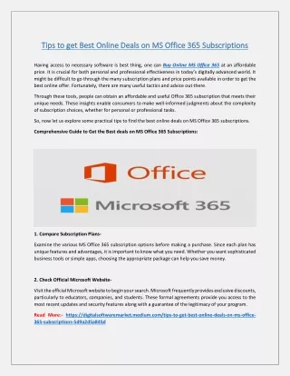 Tips to get Best Online Deals on MS Office 365 Subscriptions