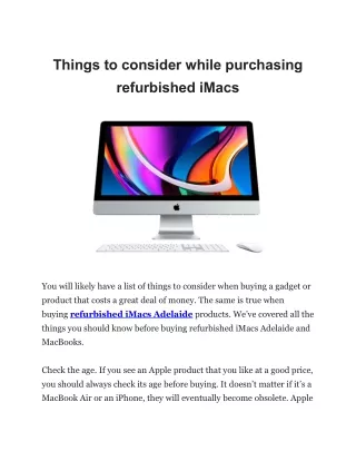 Things to consider while purchasing refurbished iMacs