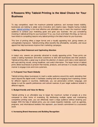 6 reasons why tabloid printing is the ideal