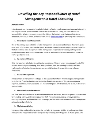 unveiling the key responsibilities of hotel