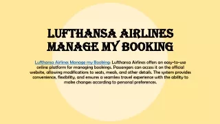 How do i Manage my Booking with Lufthansa?