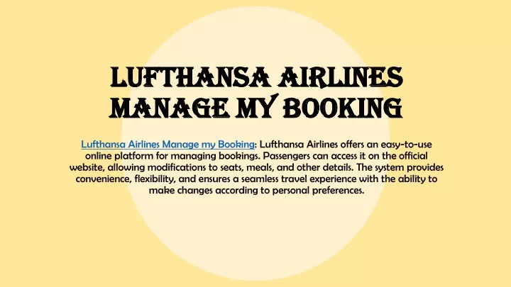 lufthansa airlines manage my booking