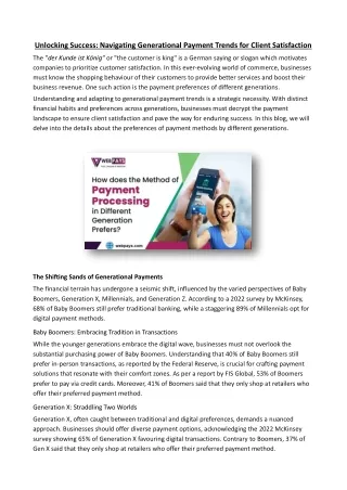 unlocking success navigating generational payment
