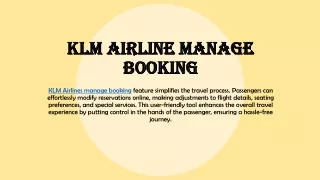 How do i Mange my Booking with KLM?