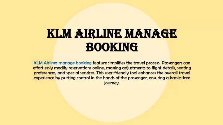 klm airline manage booking