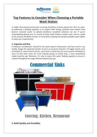 Monsam Enterprises, Inc. - Top Features to Consider When Choosing a Portable Wash Station